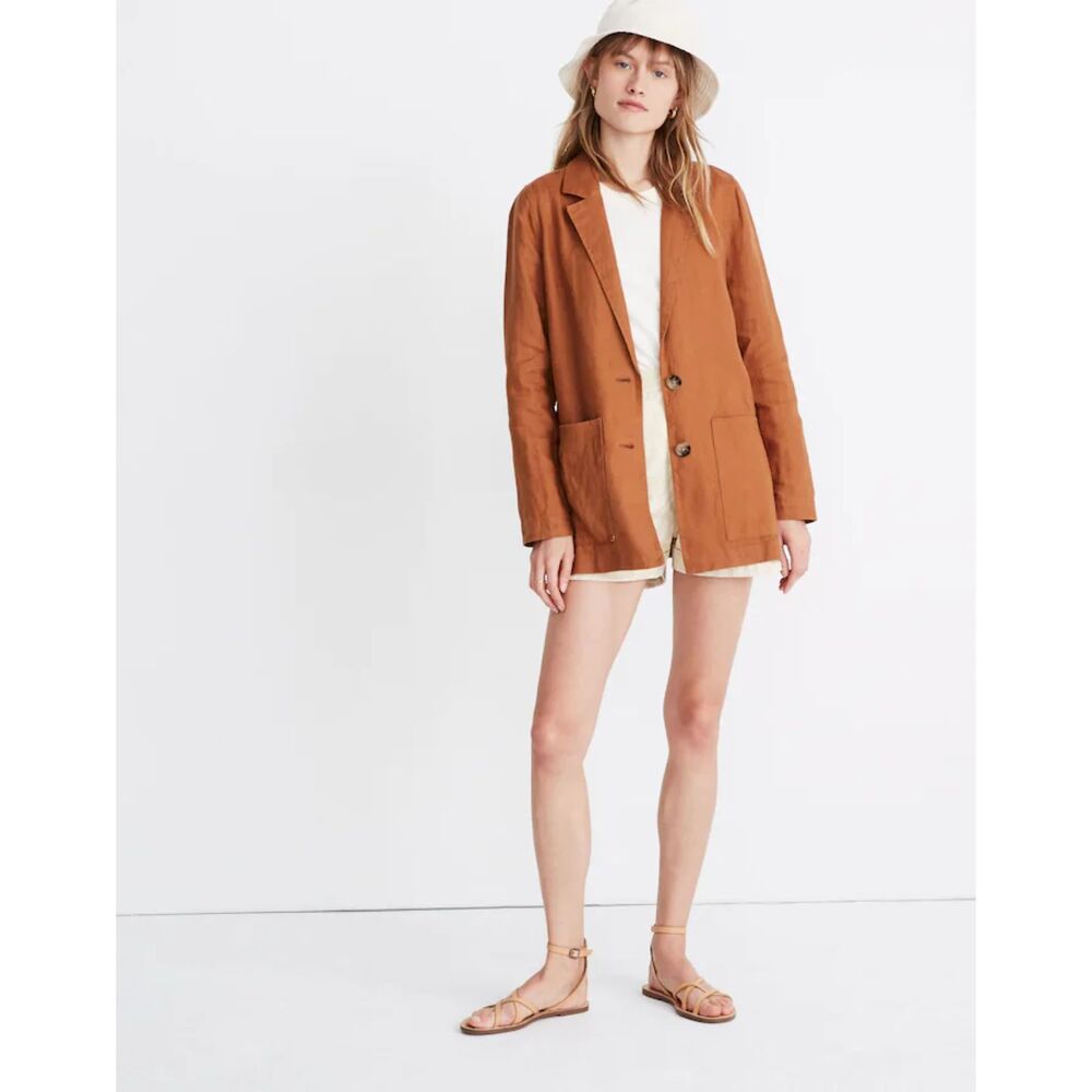 Madewell | 100% Linen Dorset Blazer in Warm Hickory Brown | XXL